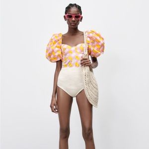 COPY - Zara printed poplin bodysuit. NWOT size: xs